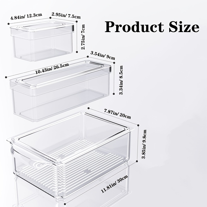 XIHEIMA 5 Pack Fridge Organizer, Stackable Refrigerator Organizer Bins with  Lids, BPA-Free Fridge Organizers With Handles, Clear Storage Bins and
