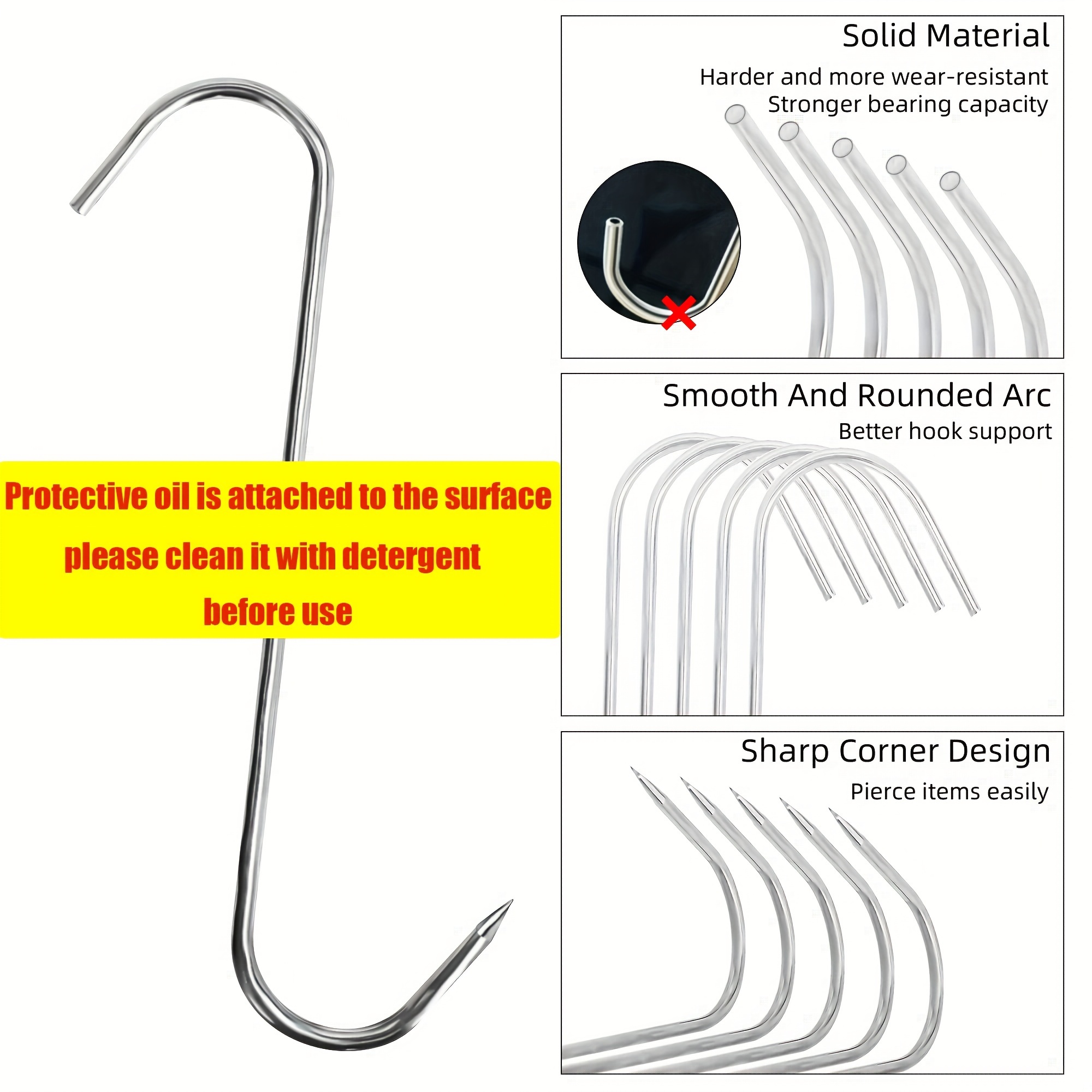 Hook Metal Clothes Hanger Stainless Steel Meat Hooks For - Temu