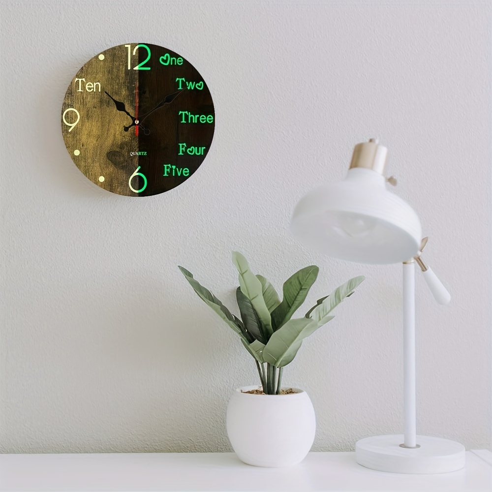 1pc Modern Night Light Wall Clock Silent Non Ticking Clock With Glow In The  Dark Function Battery Operate Lighted Wall Clock For Living Room Kitchen Bedroom  Decor - Home & Kitchen 