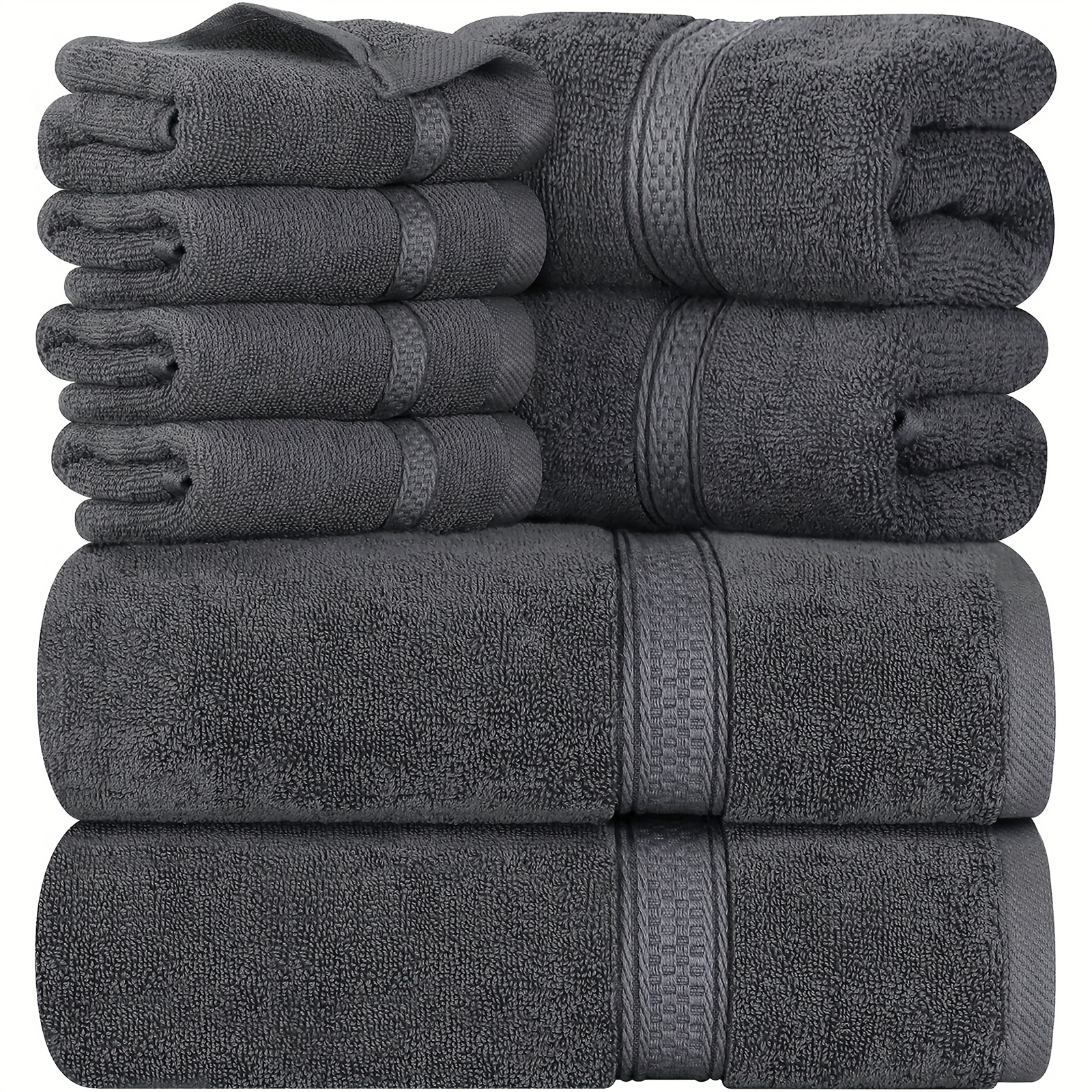 

8pcs Premium Towel Set, 2 Bath Towels, 2 Hand Towels, And 4 Washcloths, Highly Absorbent Towels For Bathroom, Gym, Hotel, And Spa (grey)