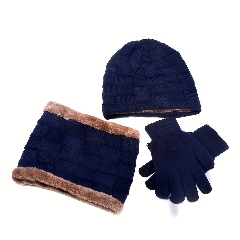 Gorros y Guantes Hombre, Guantes Lana Marino