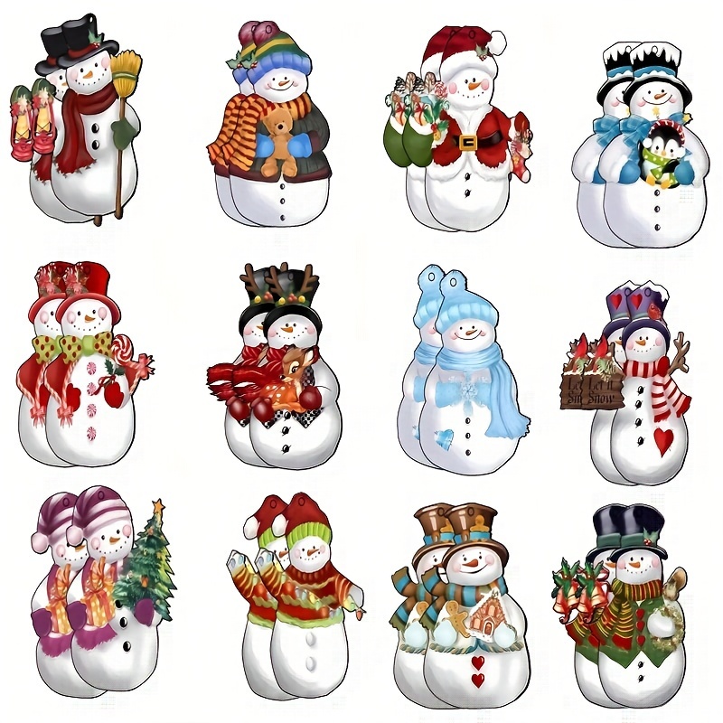 TEMU 24pcs Snowman Wooden Ornaments With Rope - Christmas Tree Decoration & Outdoor Holiday Parties