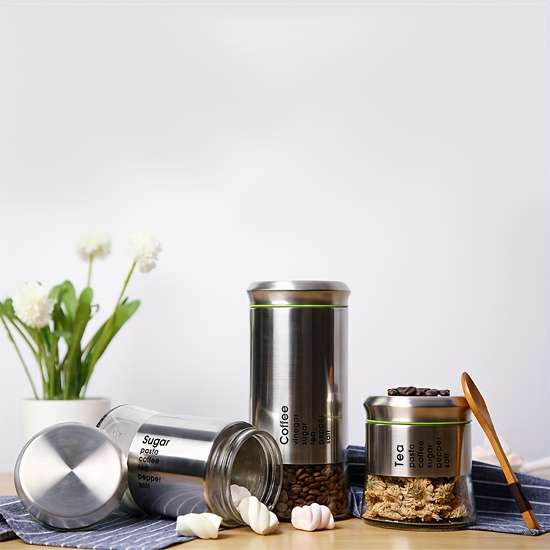 Stainless steel tea coffee best sale sugar jars