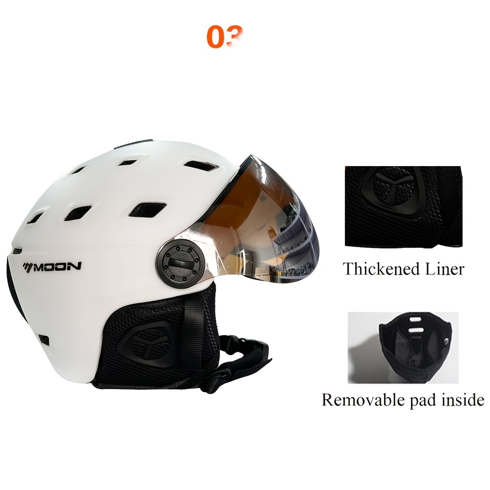 MOON Goggles Ski Helmet Made from Integrated PC+EPS, Premium Quality Ski Helmet for Outdoor Sports, Suitable for Adults, Men And Women for Skiing, Snowboarding, And Skateboarding.