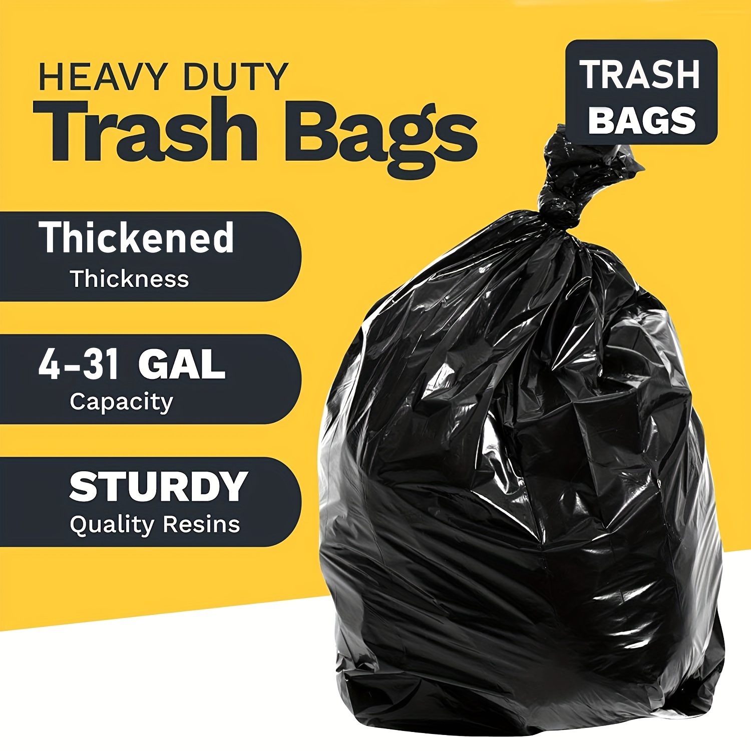 Very Thick1.6wire Large Courtyard Garbage Bag Thickened Garbage Bag Large  Thickened Black Household Kitchen Plastic Bag 4gal For Restaurant Hotel  Commercial For Office Buildings/shops - Temu