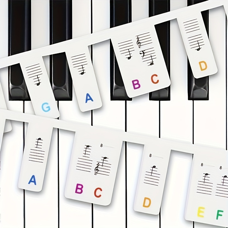 Autocollants pour notes de piano,Autocollants de Piano,Guide des Notes de  Piano pour débutant, 88 Touches en Silicone pas Besoin de Coller Étiquettes