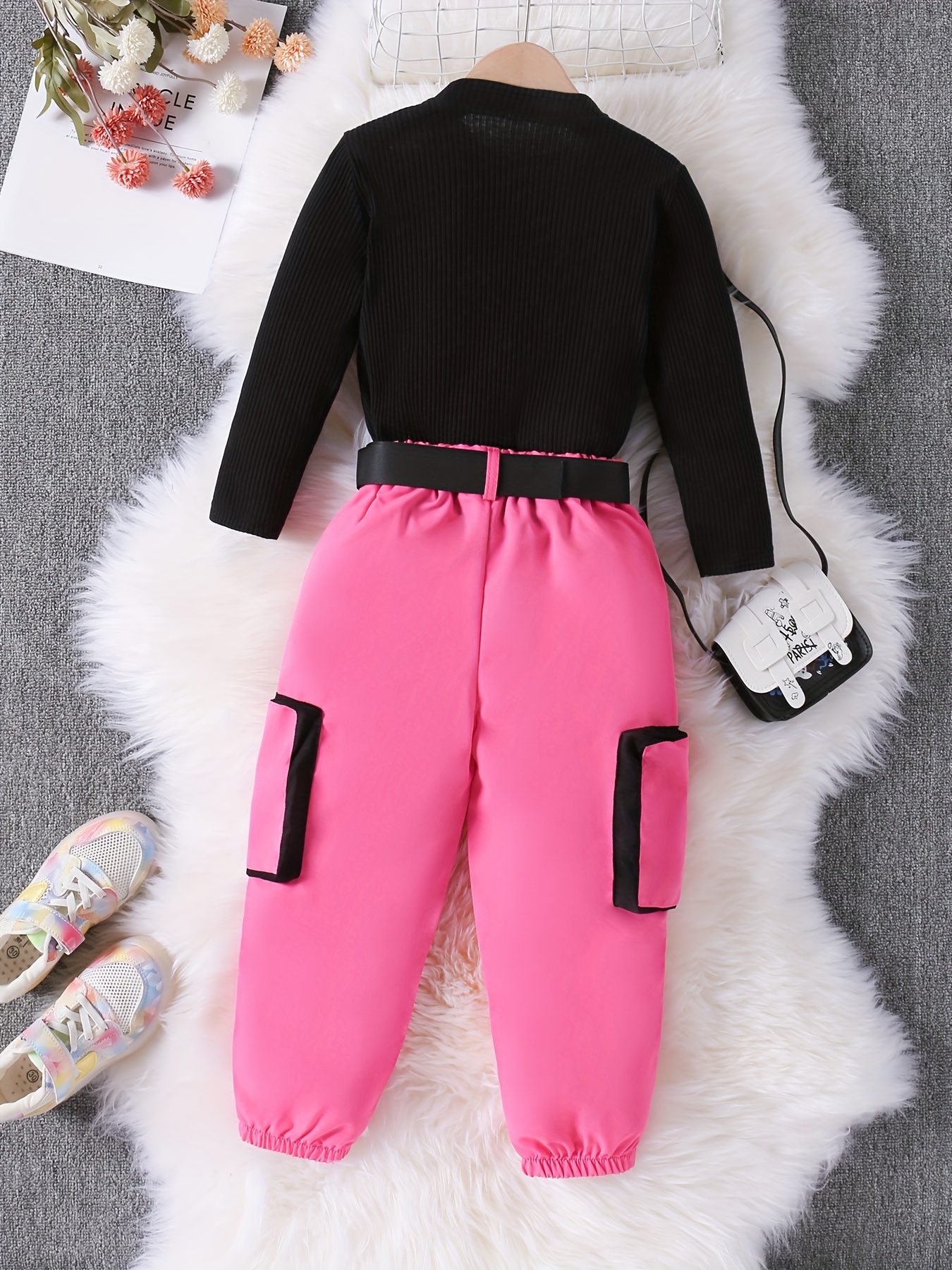 2PCS Kids Baby Girl Autumn Winter Rainbow Tops+Ruffle Pants Clothes  Tracksuit 