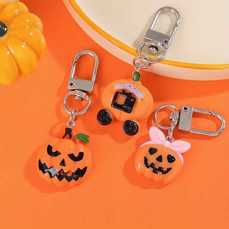 Cute Pumpkin Round Shape Pendant Key Chain, Halloween Gift Couple Key Chain  For Men And Women - Temu