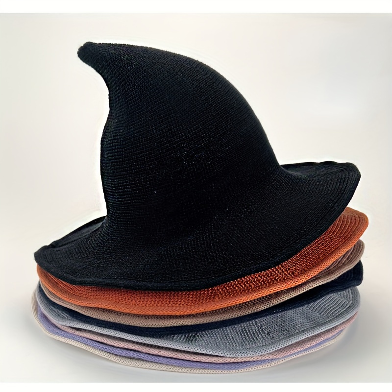 

Halloween Witch Hat Lightweight Wizard Hat Fashion Pointed Knitted Hat Role Play Accessories