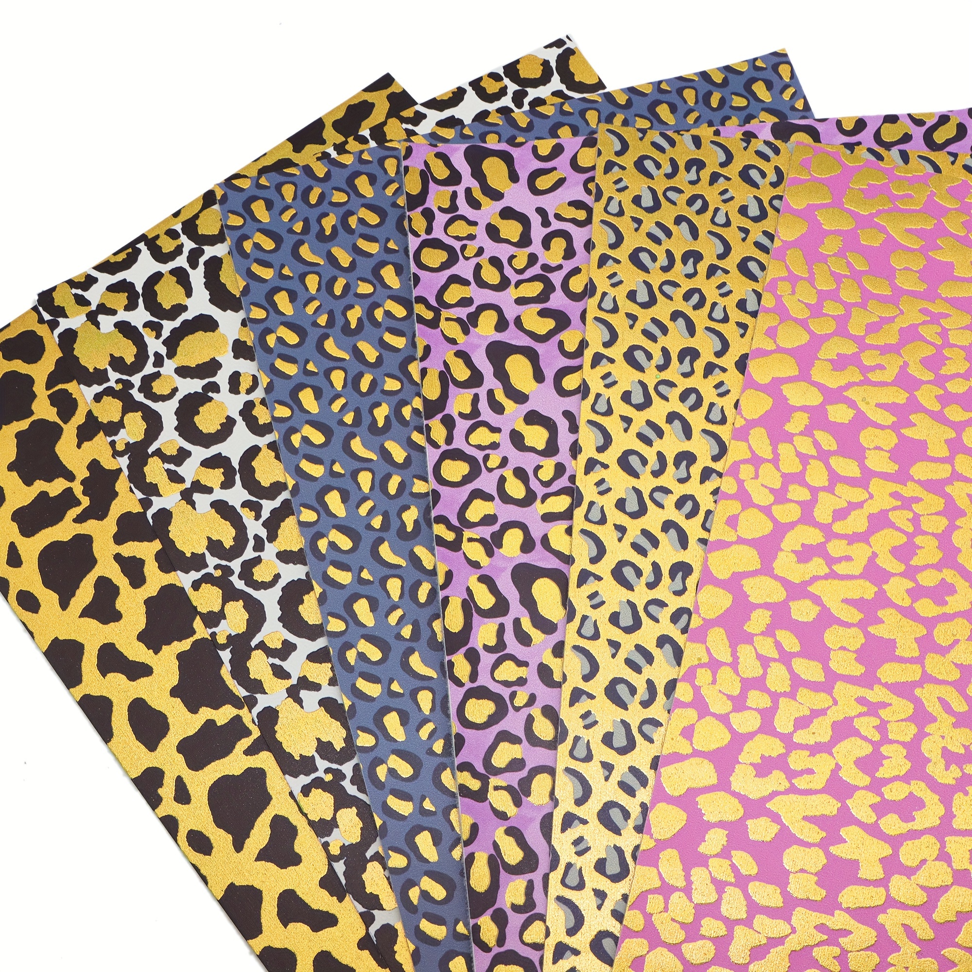 Golden Foil Faux Leather Sheets Animals Texture Leopard - Temu