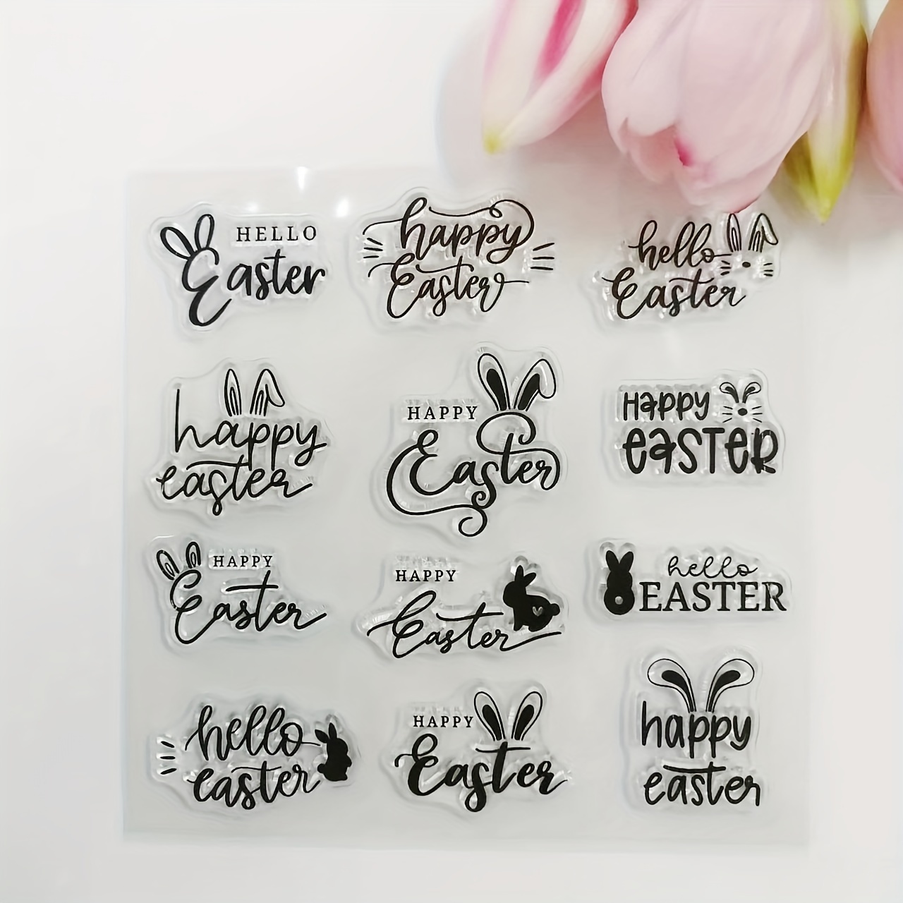 

Happy Easter Rabbits And Easter Rubber Stamp For Scrapbooking Clip Art/card Making Decoration Clear Stamp Crafts