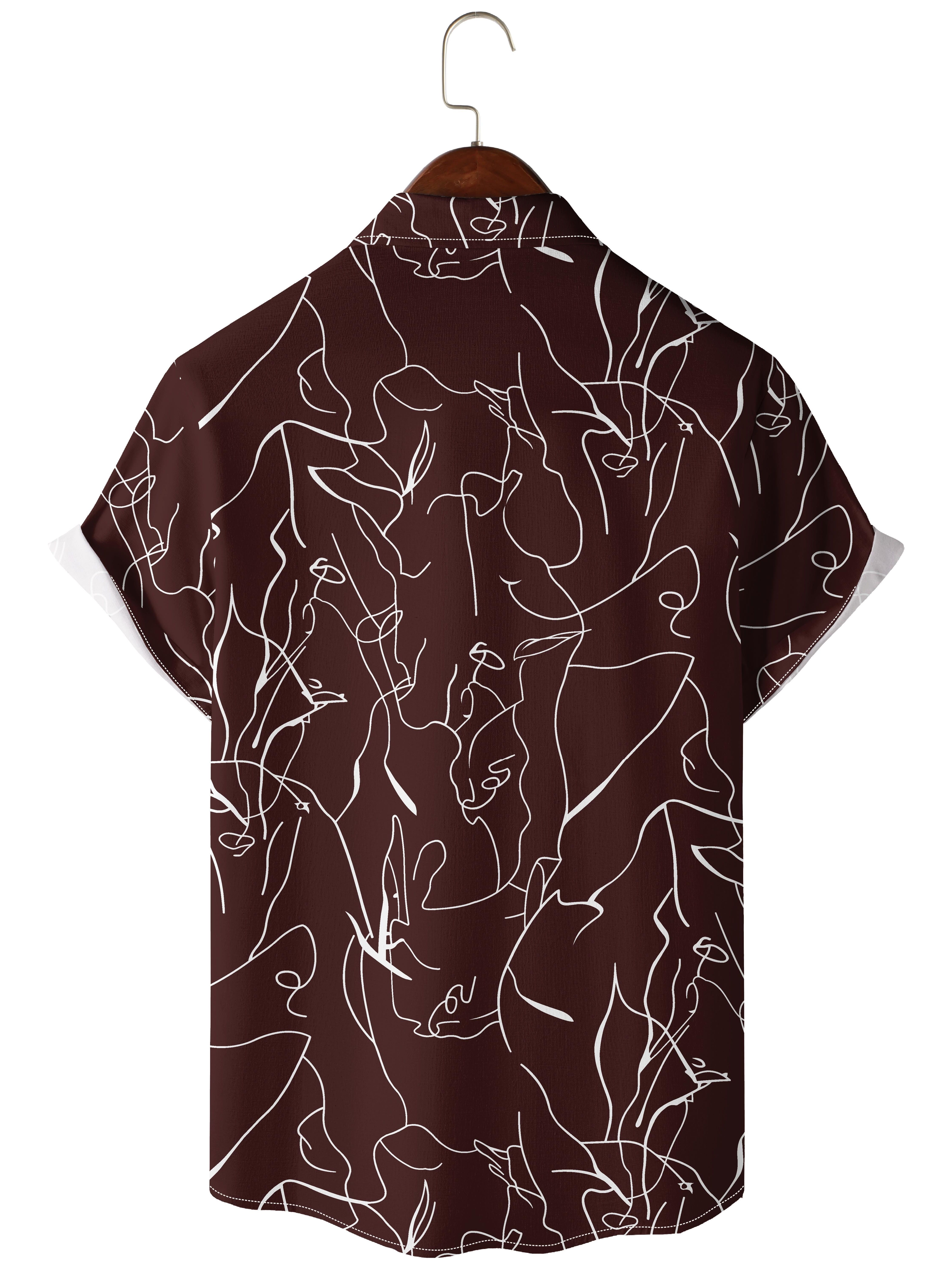 Men's Shirt Top Abstract Pattern Camp Collar Bowling Shirts - Temu