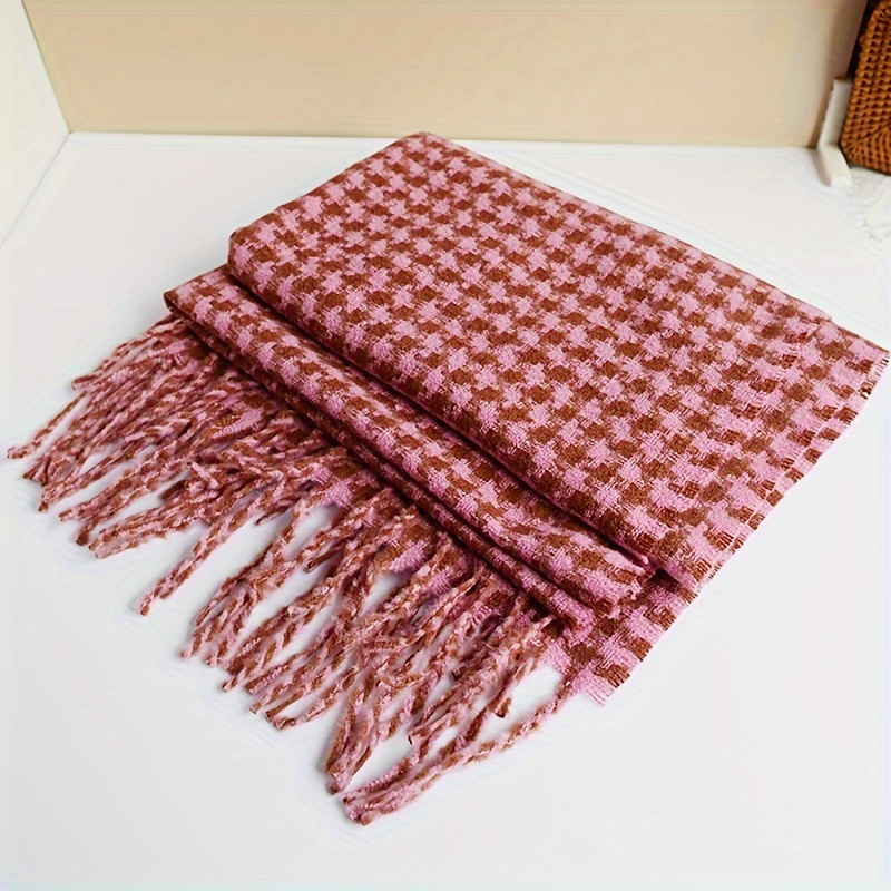 Erke Classic Houndstooth Scarf Vintage Stretch Imitation Cashmere