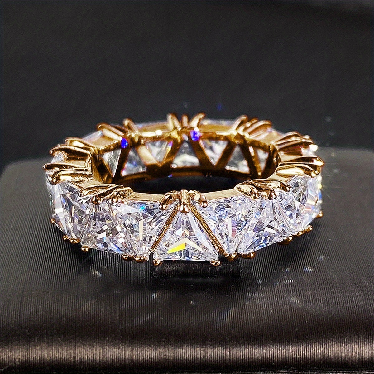 Triangle Zircon Ring, 18K Plated Promise Ring