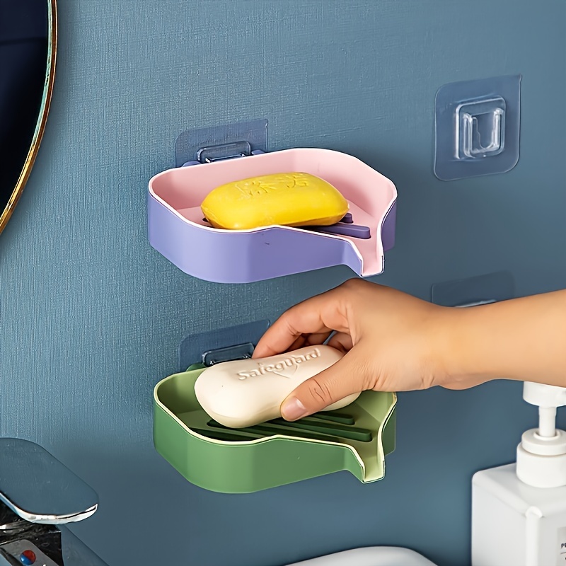 1PCS Self Draining Soap Dish Holder For Shower, Bathroom, Kitchen White