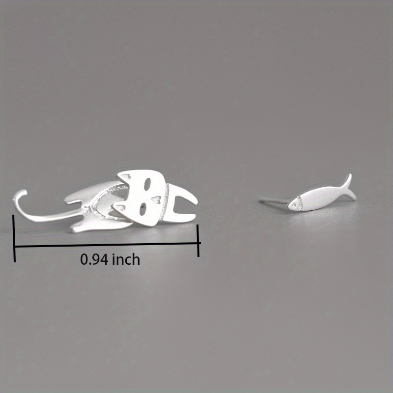 Women's 925 Silver Plated Cat Fish Stud Earrings