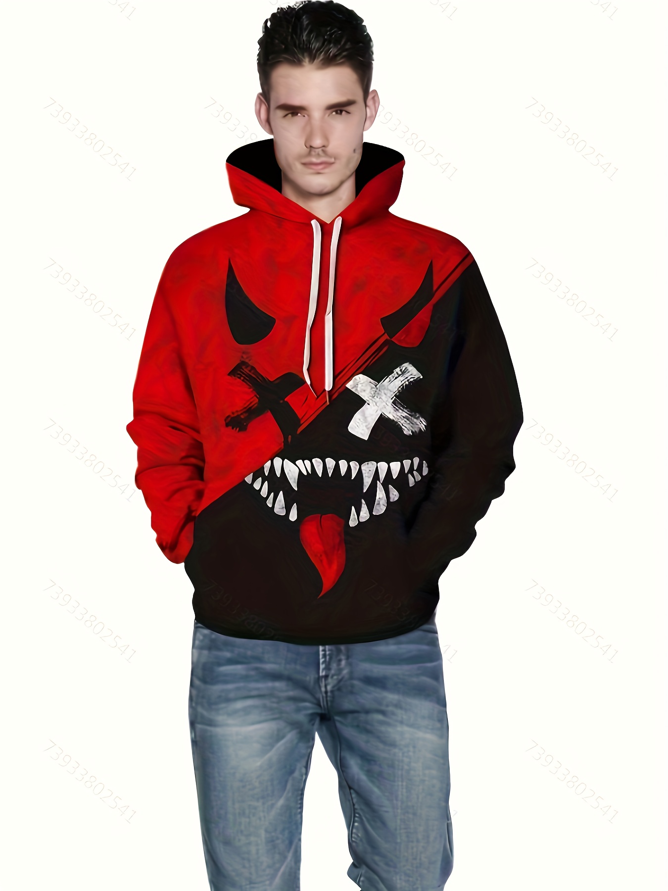 Men s Graffiti Face Graphic Hoodie Active Slightly Stretch Temu