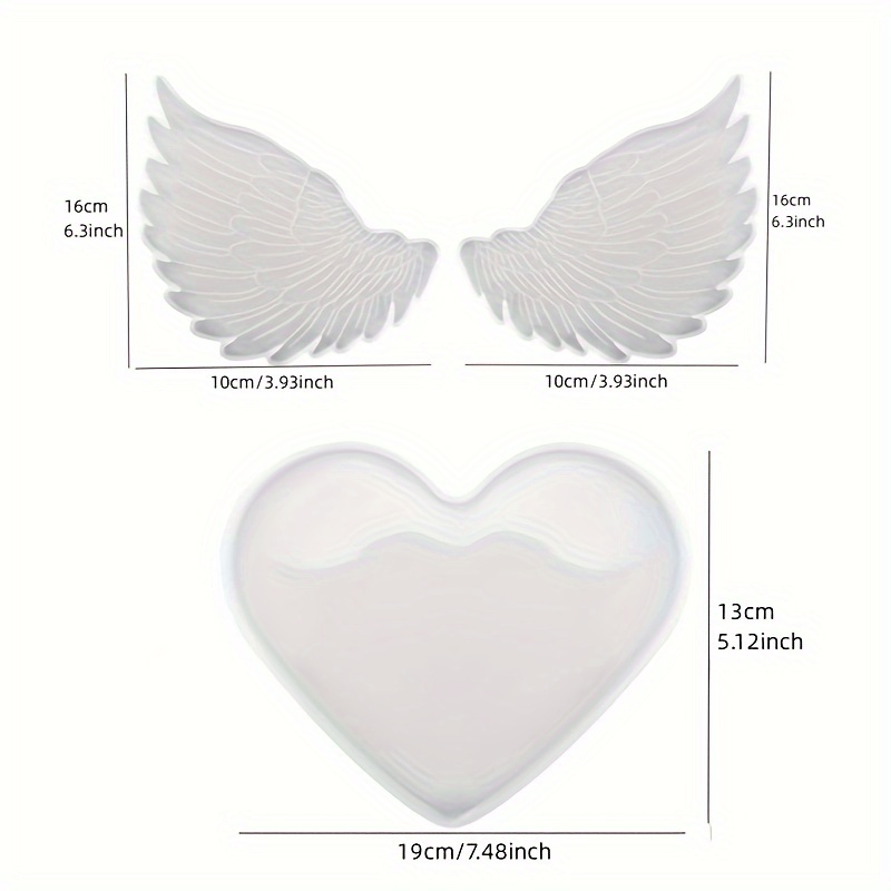 Large Heart Silicone Mold Angel Wings Mold Set Heart Resin Temu