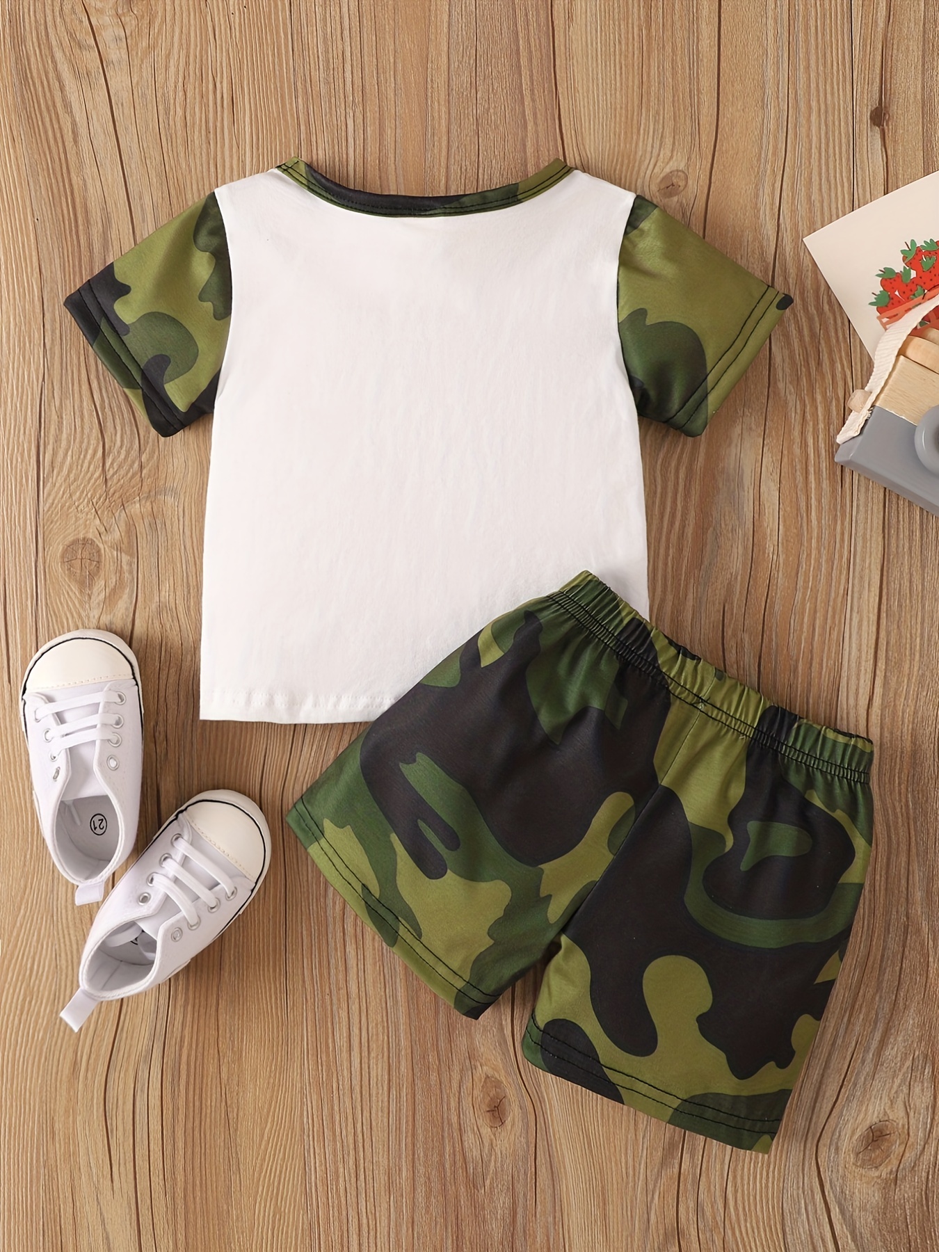 Stylish Kid Boy Camouflage Colorblock Letter Print Casual Suits