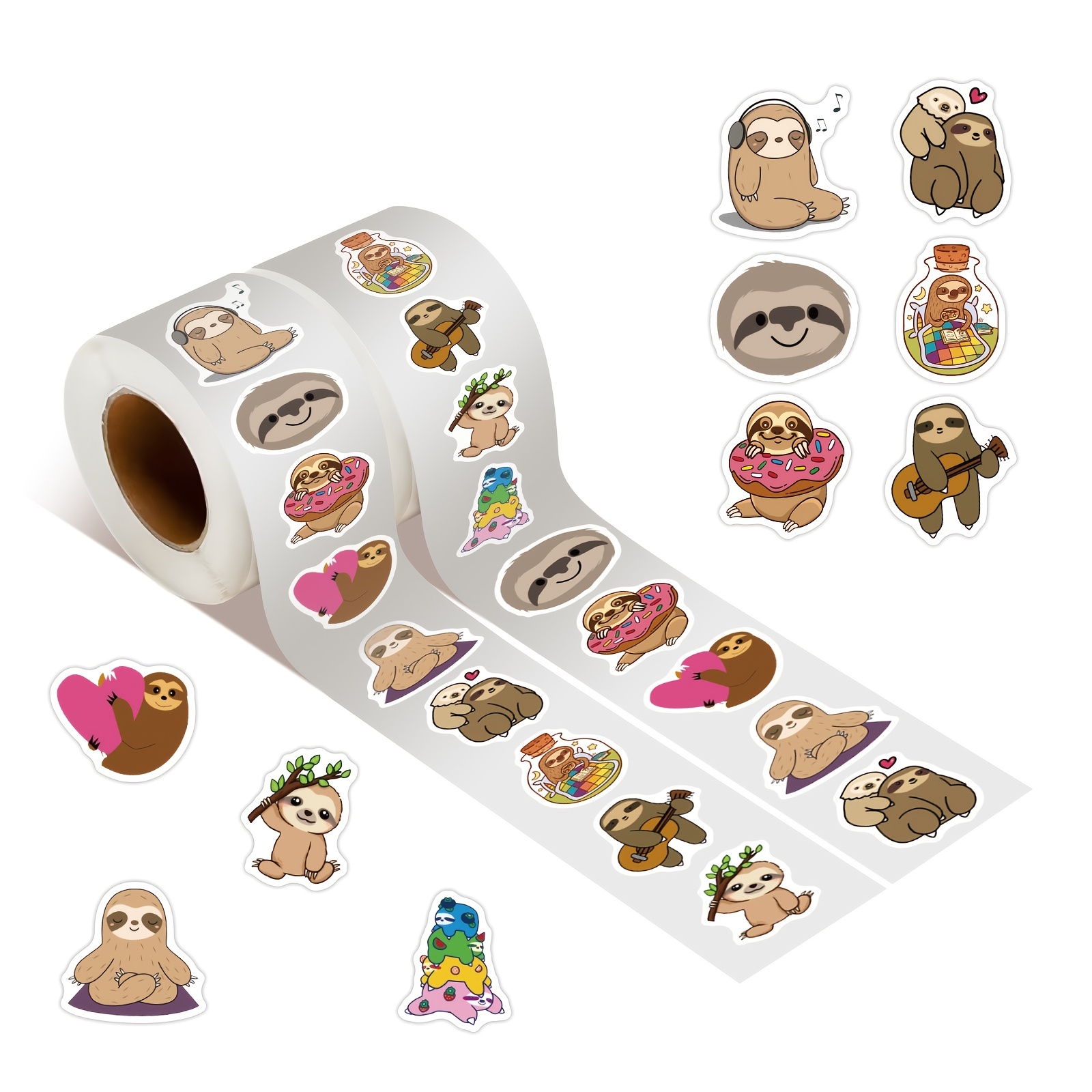 Cute Sloth Stickers Roll For Water Bottle Decals Vinyl Sloth - Temu