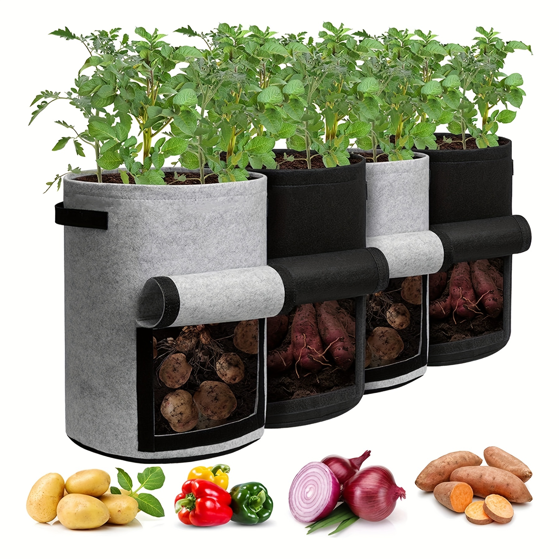 1pc Potato Grow Bags With Flap 10 Gallon Planter Pot With Handles And