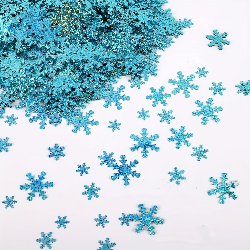 1600 Pieces 3 Size Snowflake Confetti Snowflake Glitter Confetti  Decorations for Winter Party Wonderland Party Supplies DIY Craft Projects  (Blue)