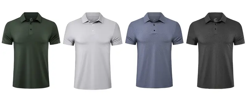 4pcs mens trendy quick dry shirt active slightly stretch breathable lapel button up short sleeve shirt for outdoor details 7