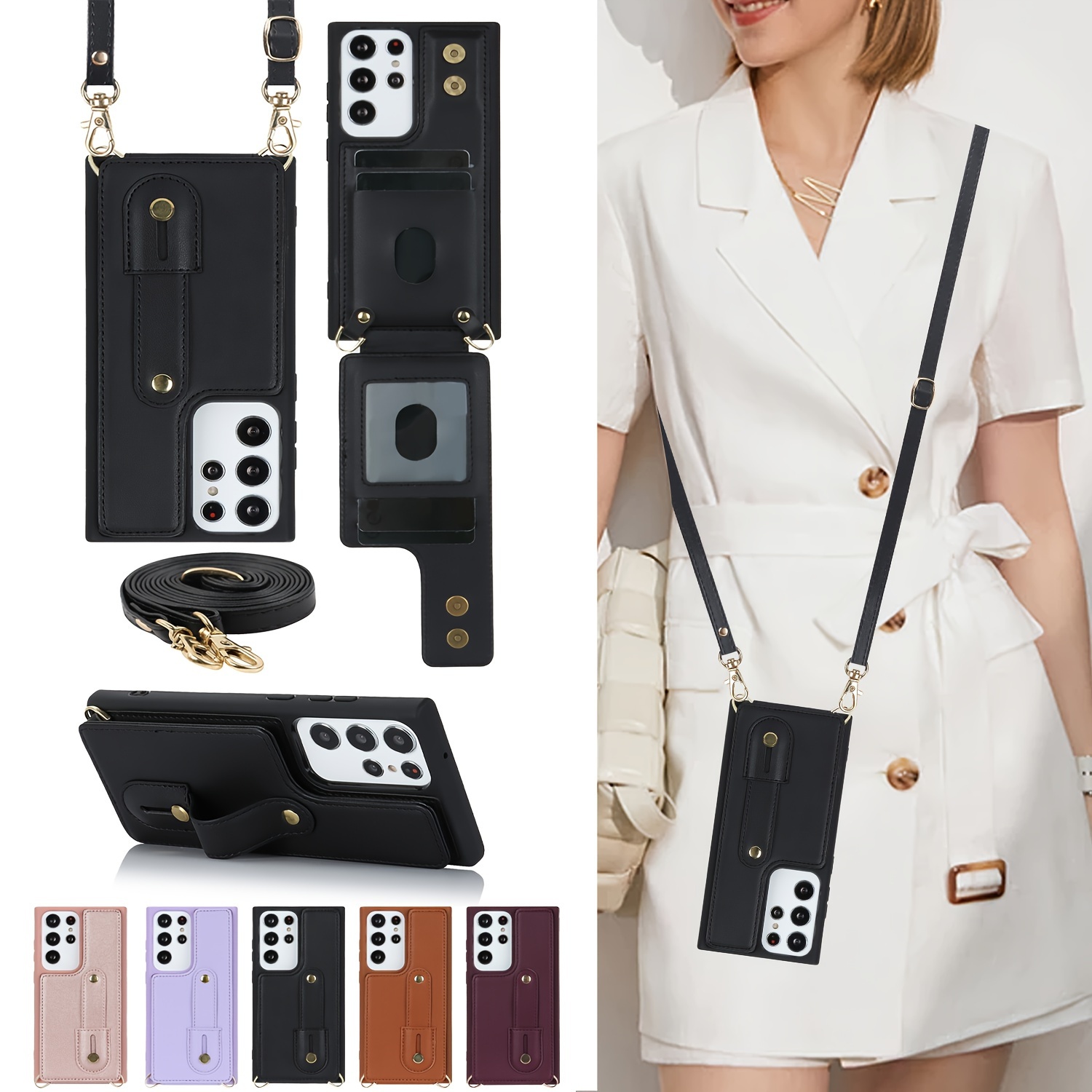 Crossbody Bag Fashion Faux Leather Phone Case Galaxy - Temu Australia