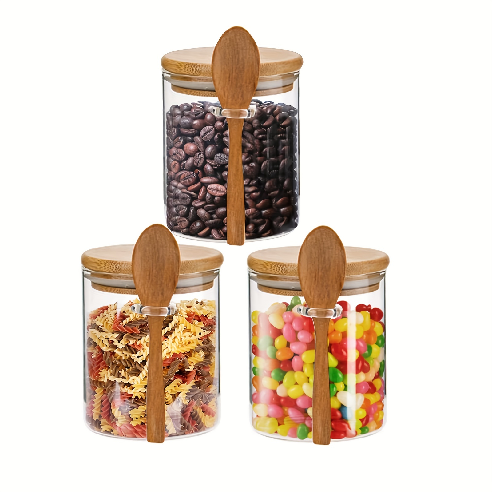 Glass Jars With Airtight Lid And Spoon, Glass Canisters, Overnight Oats  Containers With Lids, Decorative Home Kitchen Food Storage Set For Coffee  Beans, Cookie, Tea, Sugar, Flour, Spice, Bath Salt Nuts 