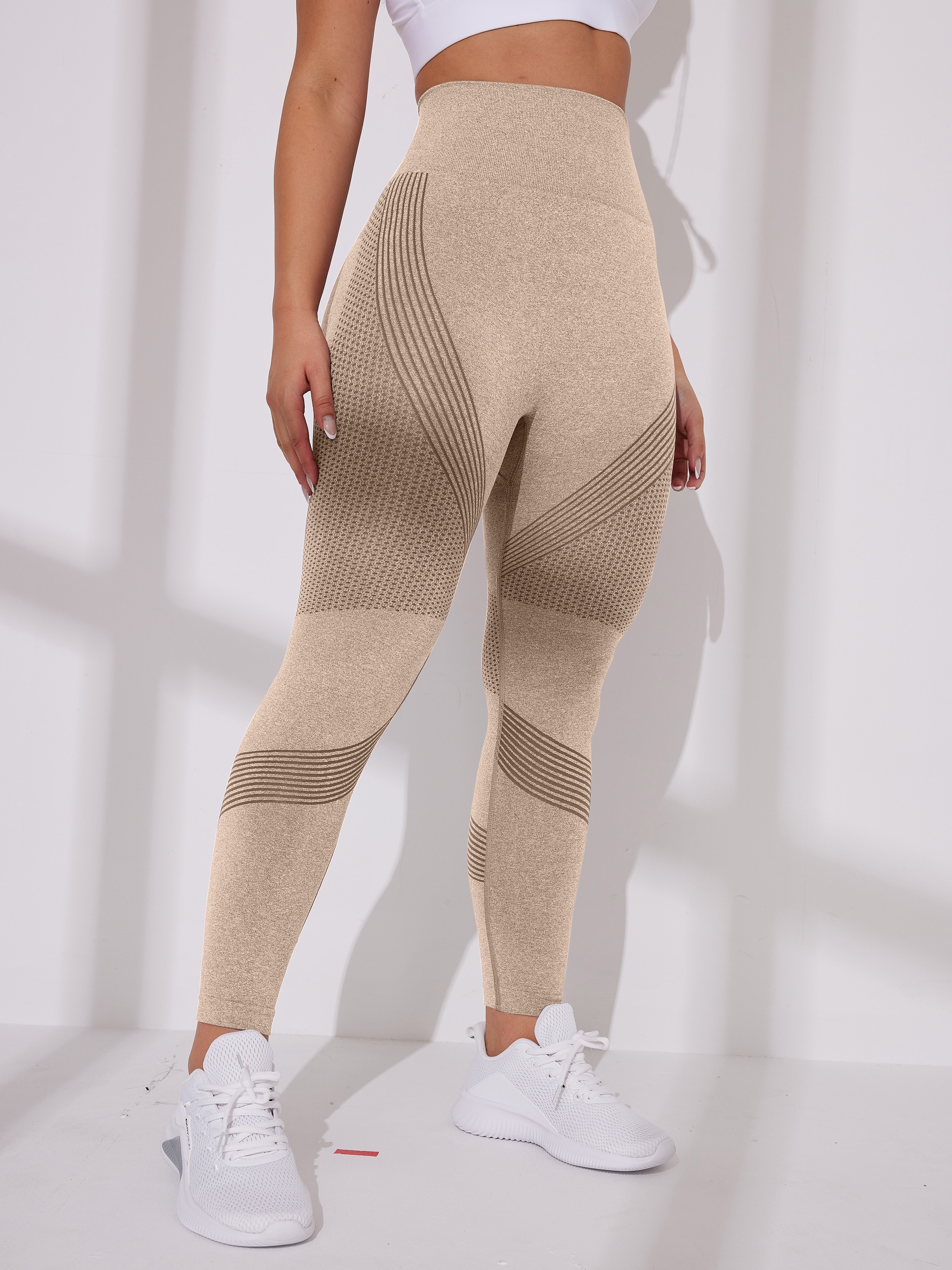 Beige Leggings Yoga Pants Butt Lifting High Waist Leggings