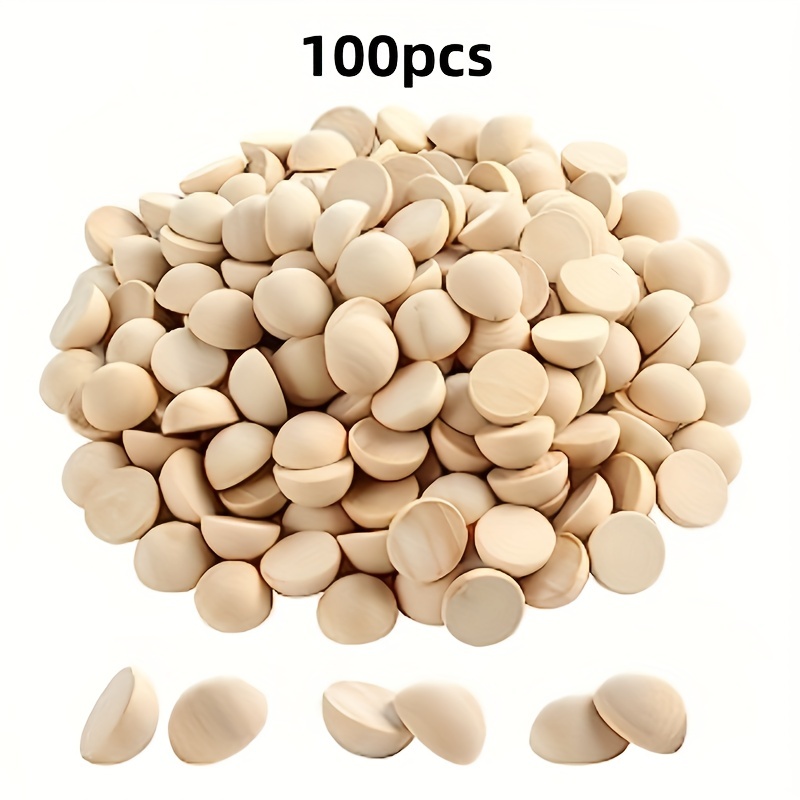 240 Pieces Half Wooden Beads, 3 Size Wooden Beads For Crafts Half