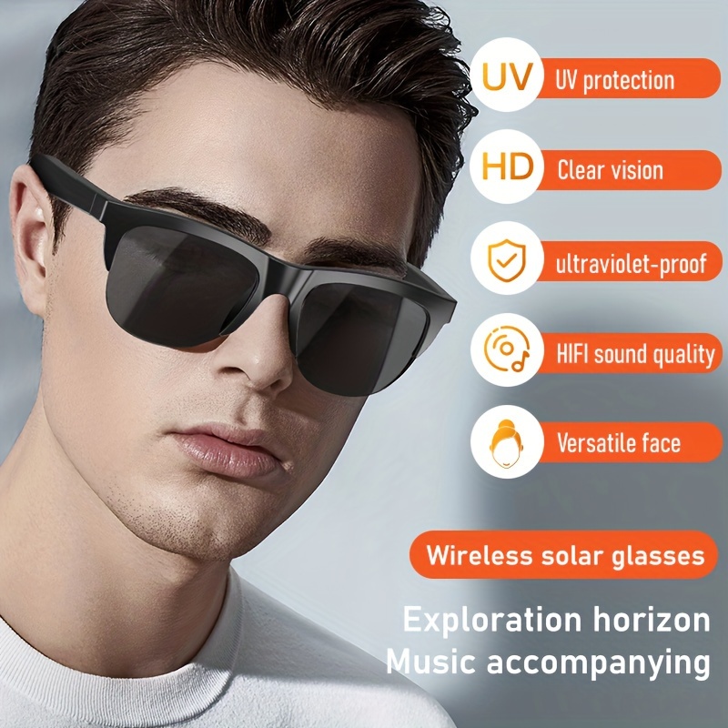 Lentes inteligentes de audio Bluetooth para hombres y mujeres con Alexa,  micrófono integrado, filtro de luz azul y lentes polarizadas para todos los