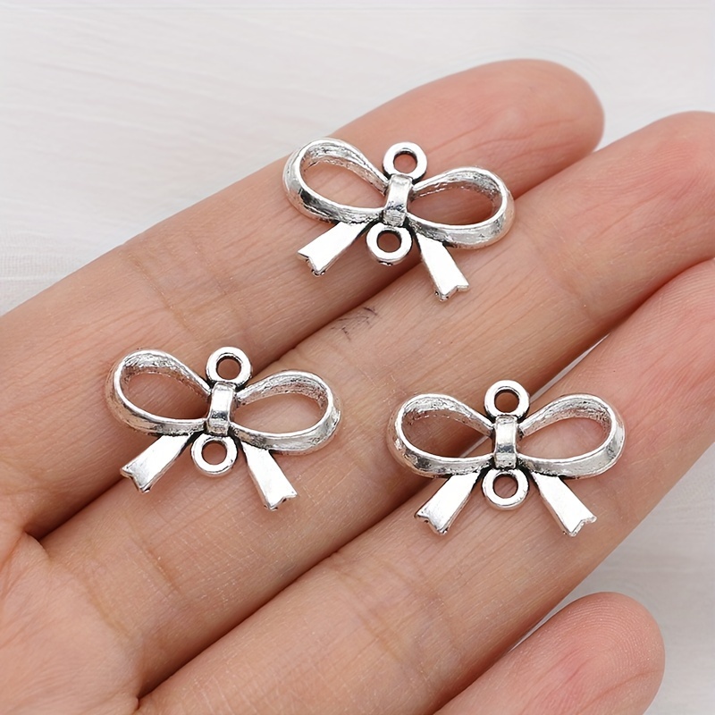 Silver Plated Bow Charms Diy Bow tie Pendants For - Temu