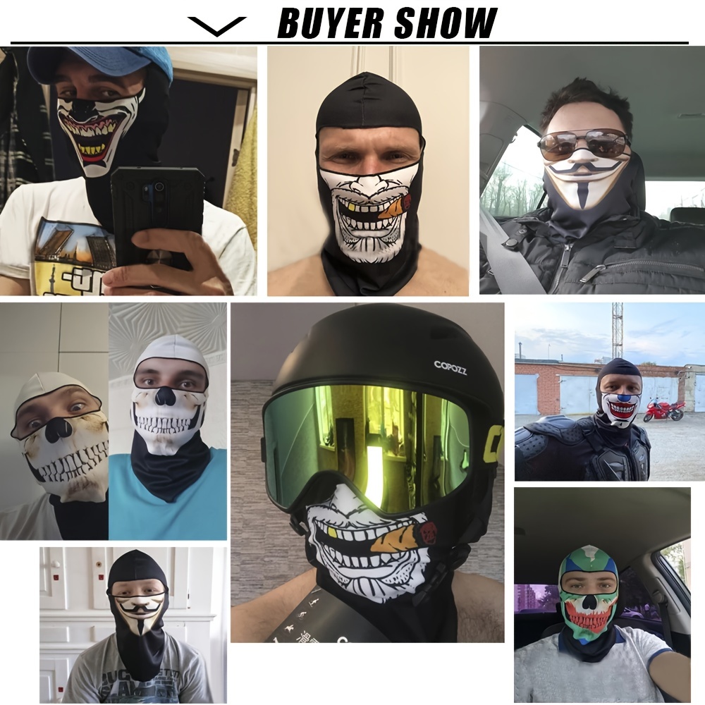Temu 1pc Clown Balaclava Face Mask, Breathable Windproof UV Sun Dust Protective Joker Skull Full Face Cover, Buff for Summer Spring Sport Cycling