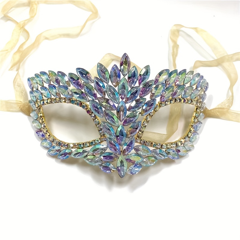 Laser Colorful Rhinestone Face Mask For Women Nightclub - Temu