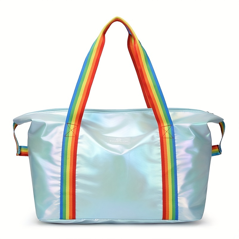 Multifunctional Holographic Drawstring Design Bucket Bag Letter