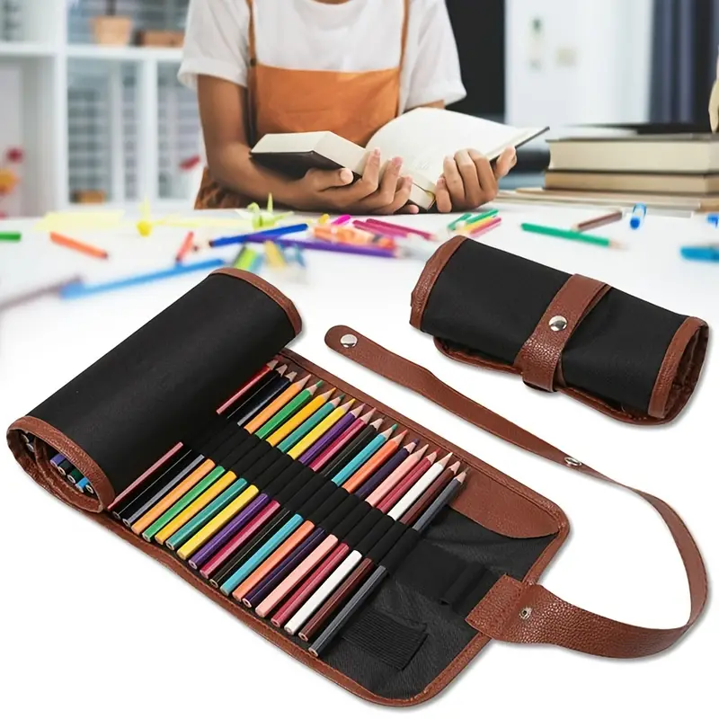 Creative Canvas Roll Up Pencil Case Large Capacity Pen - Temu
