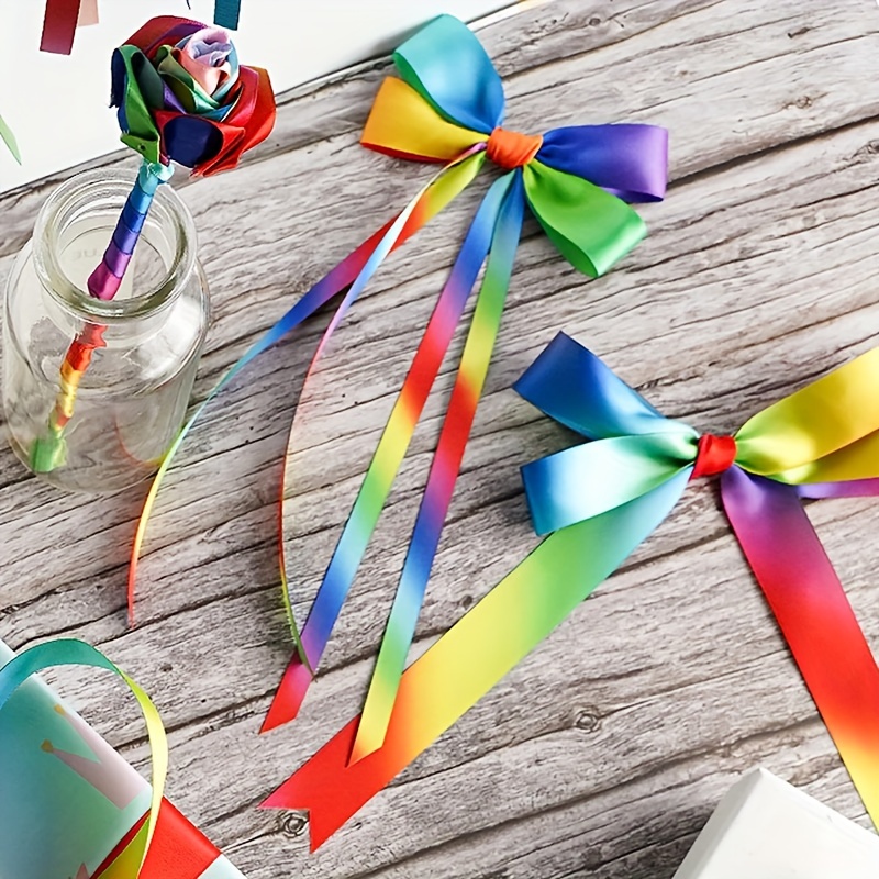 Color Satin Ribbon Rainbow Satin Ribbon Neon Ribbon For Gift - Temu