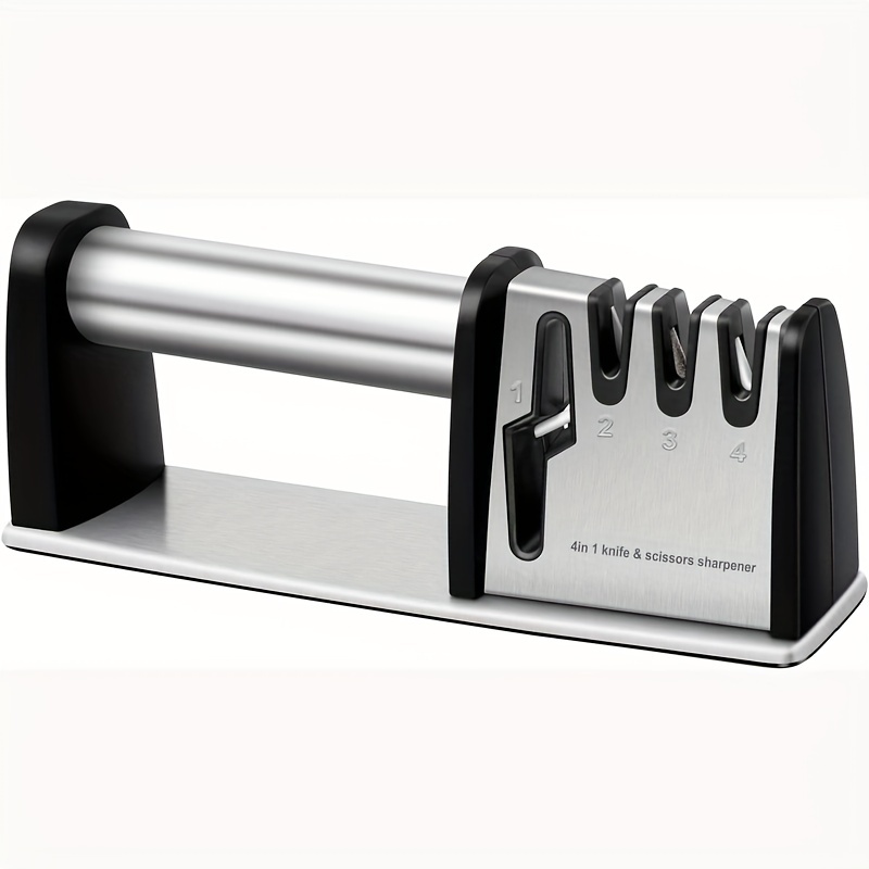 Knife Sharpener 4-Stage Professional Kitchen System for Straight Edge Blades Chef Knife and Scissor Sharpener Handed Sharpening, 4 in 1