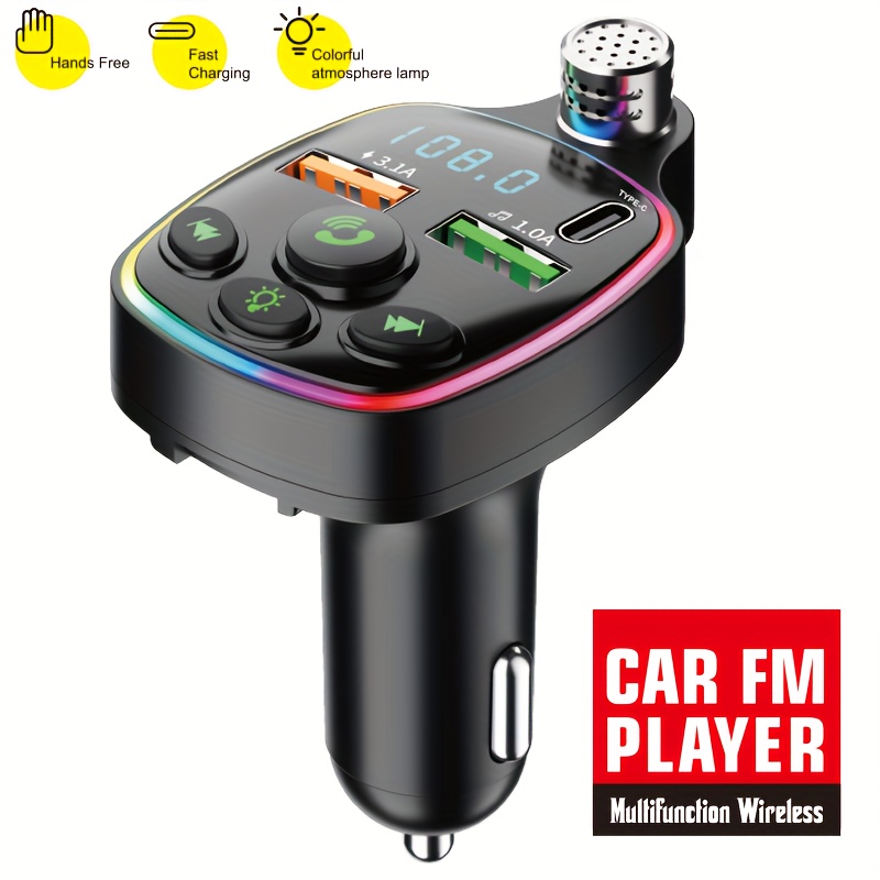 Car Wireless Player Fm Transmitter Lossless Music Mobile Phone Charging  Atmosphere Light Effect Car Mp3, Today's Best Daily Deals