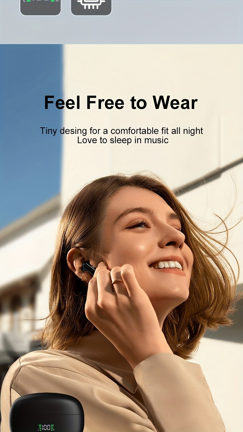 SP9X built-in digital display for ultra long battery life, in ear noise cancelling wireless earphones_voghion.com