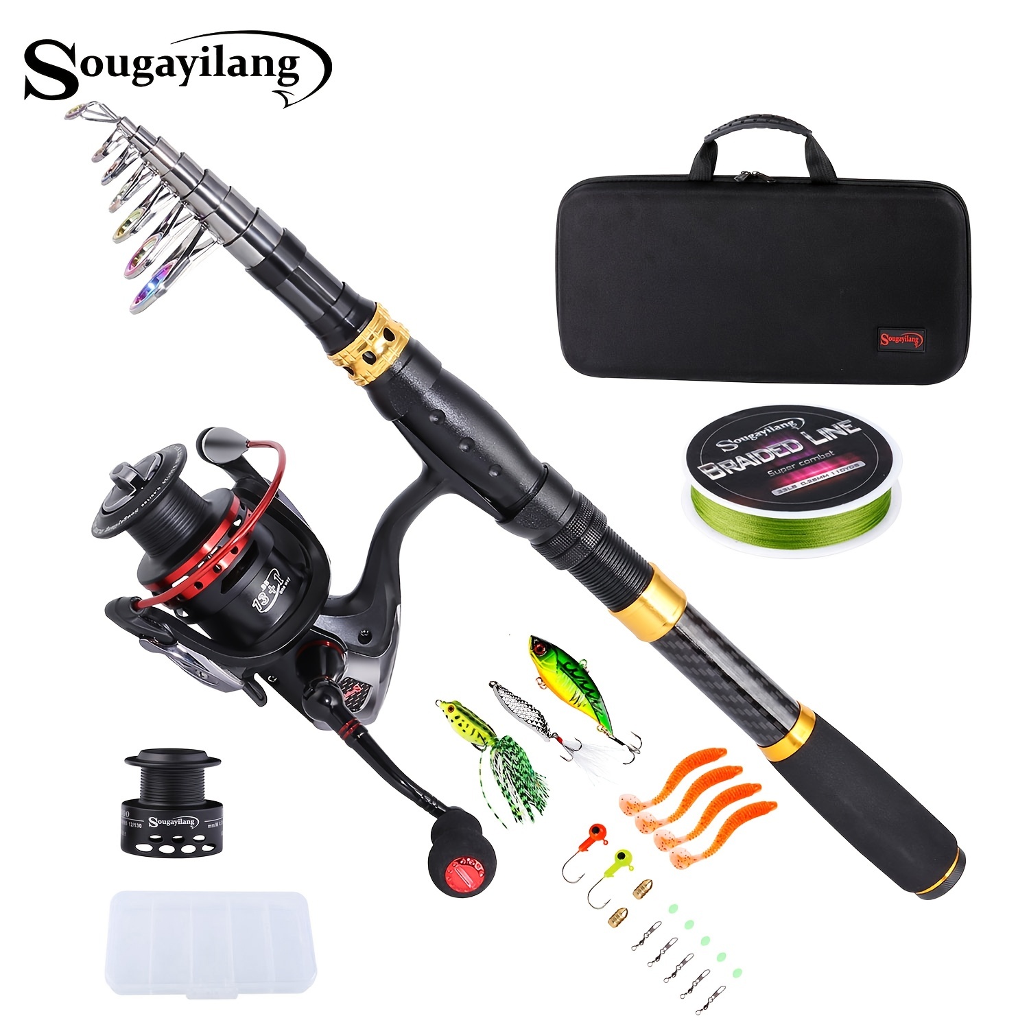 Sougayilang Fishing Rod Combos With Telescopic Fishing Pole Spinning Reels  Fishing Carrier Bag For Travel Saltwater And Freshwater Fishing - Sports &  Outdoors - Temu United Kingdom