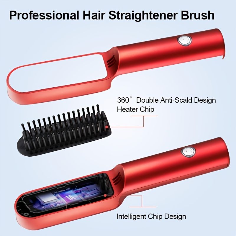 Negative Ionic Hair Straightener Comb Hair Straightener Comb And Curler 2  In 1 Anti Scald With Led Screen | Shop On Temu And Start Saving | Temu