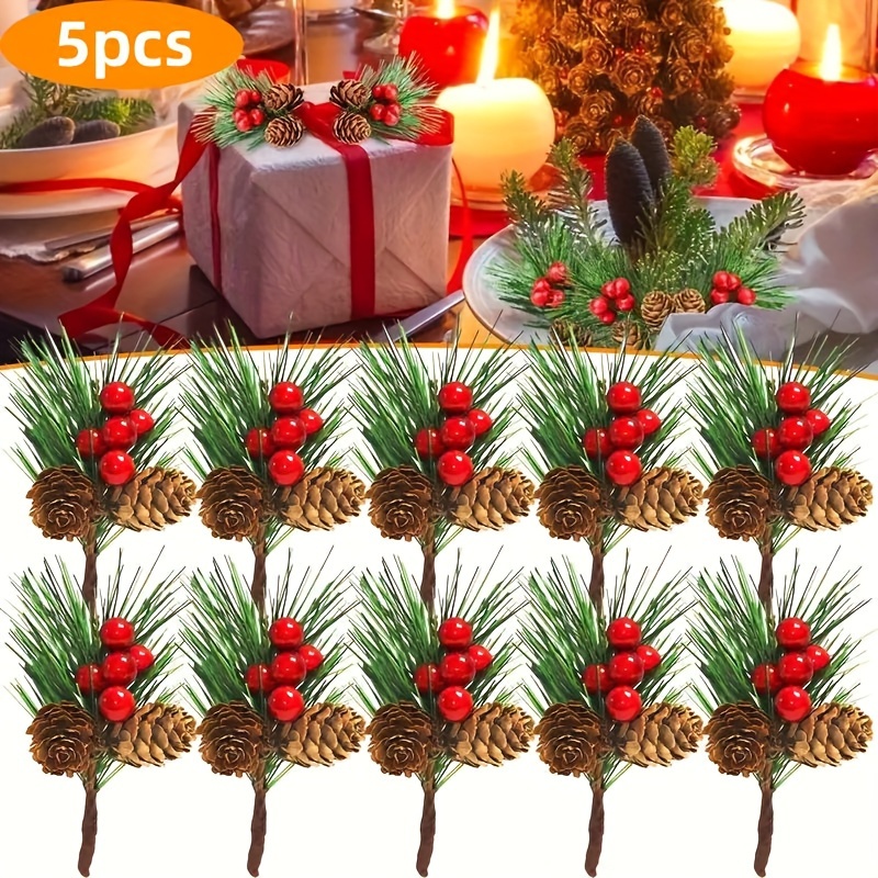 Artificial Christmas Picks Red Berry Picks Holly Branches - Temu
