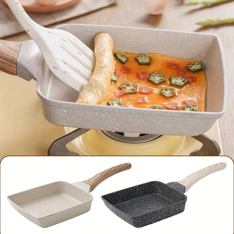 Nonstick Omelette Pan, Aluminum Portable Square Griddle Poached