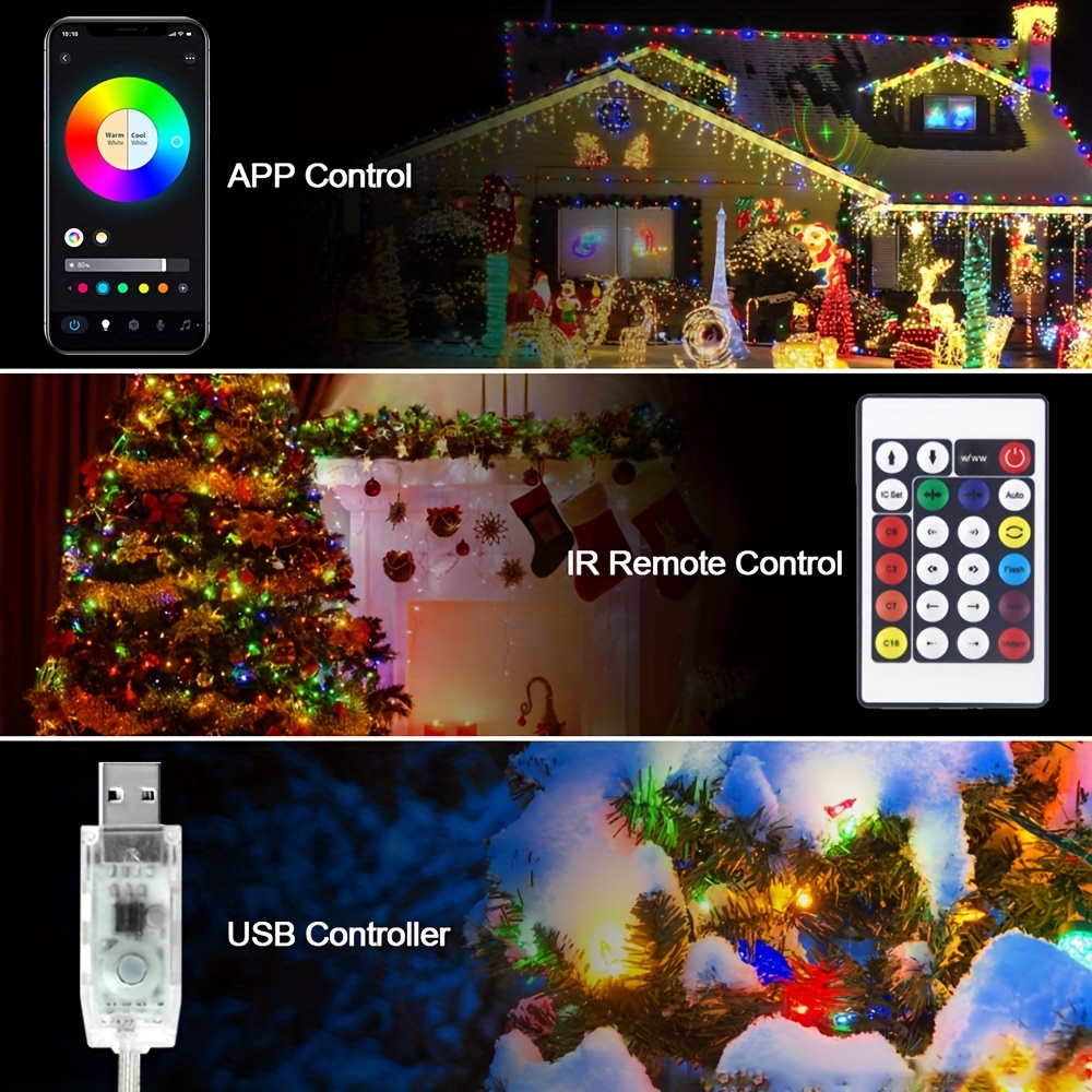 Smart Fairy Lights Usb Power Supply App Remote Control Ip65 - Temu