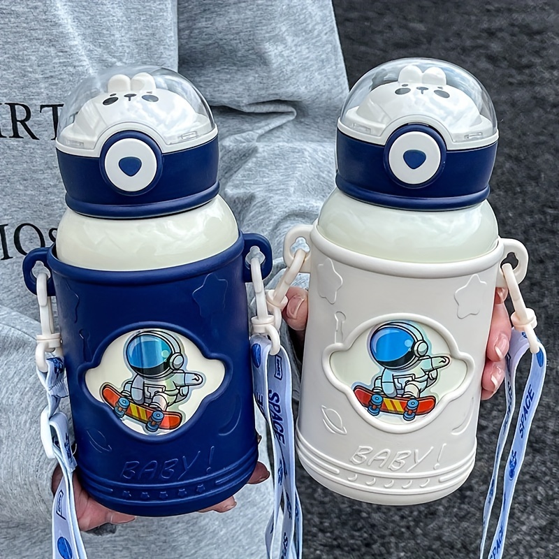 Universe Space Rocket Kids Water Bottle Thermos with Straw Planet Stars  School Vacuum Insulated Stainless Steel Thermos Bottle Cup Leakproof Sport