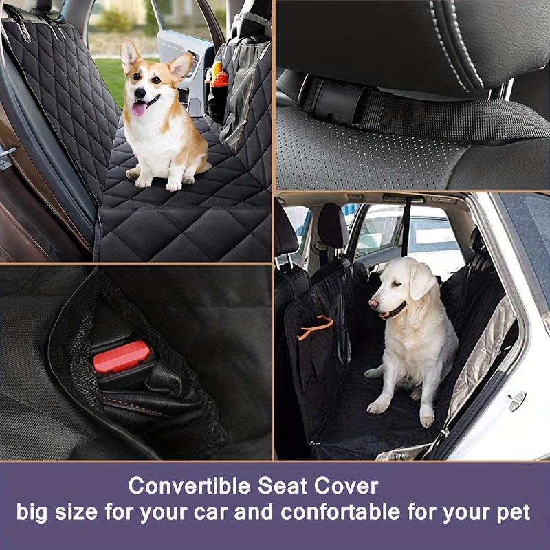 4-in-1 Convertible Dog Car Seat Cover 100% Waterproof Dog Seat Cover  Nonslip Dog Hammock 600d Heavy Scratchproof Pet Seat Cover For Cars Back  Seat Wit