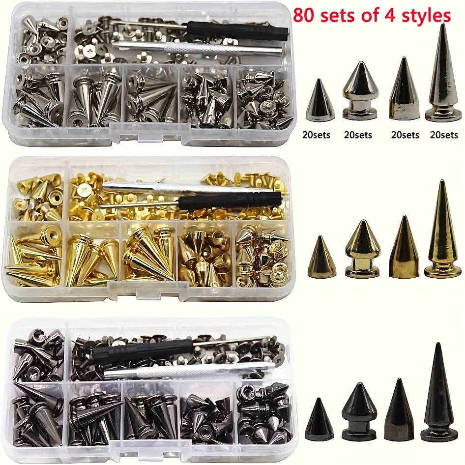 20pcs Gold Bullet Punk Spikes,leather Crafts Screw Punk Studs Cone Rivets  Screw Punk Bullet Cone Spike Stud Metal Screw Rivets Punk Stud 