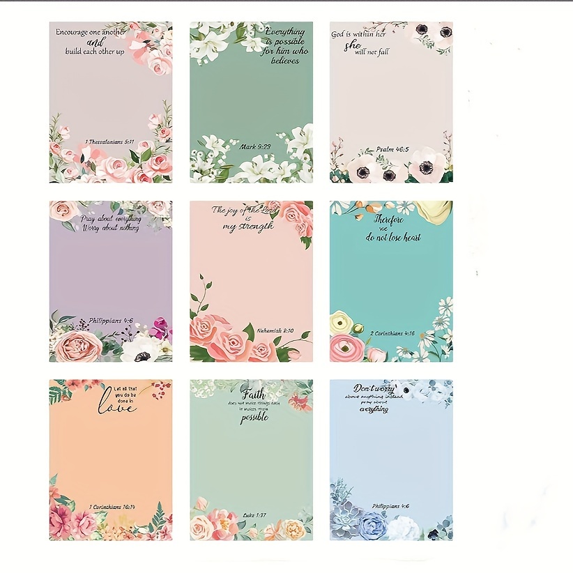 Floral Sticky Notes, 3X3, 12 Pads, 696 Sheets, Bible Sticky